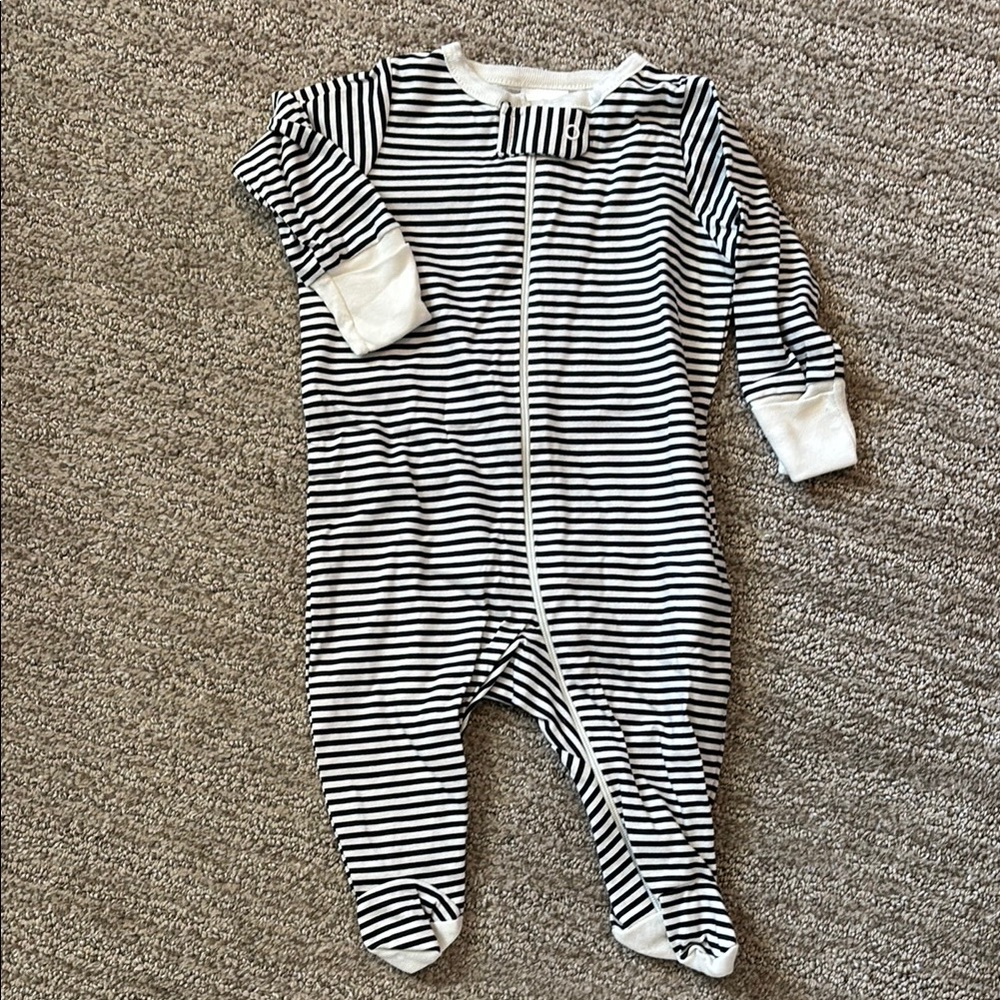 Striped Black & White Baby One-Piece Footed Sleepsuit